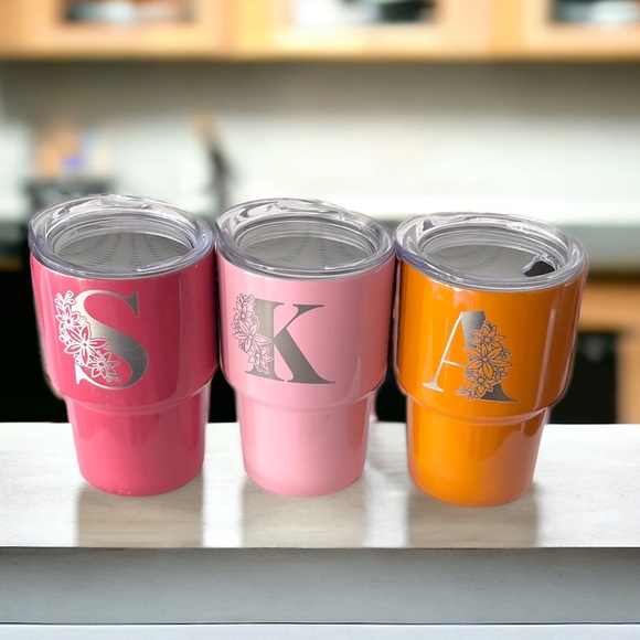 Personalized Floral Letter 2oz Mini Shot Glass Tumbler - Picture 3 of 9